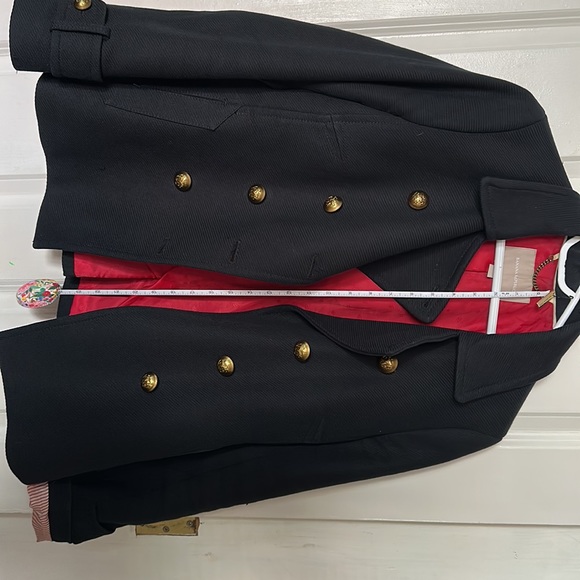 Banana Republic Navy Pea Coat, shell Cotton, lining polyester: pit to pit 19” - Picture 9 of 10